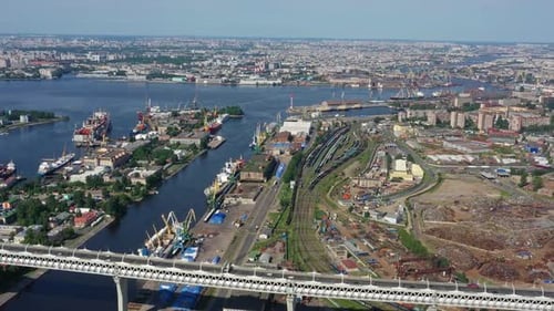 Aerial view of St. Petersburg city