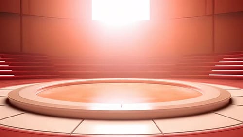 podio: escaparate futurista con plataforma para la exhibición de productos. Expositor de escenario moderno vacío