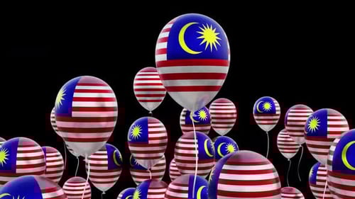 Malaysia Flag On The Flying Balloons