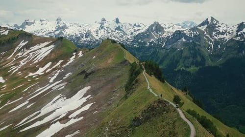 Picturesque mountain range, Klingenstock, Fronalpstock, Switzerland, aerial view