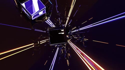 Hintergrundtextur von Strahlen und Glaswürfeln im Korridor.