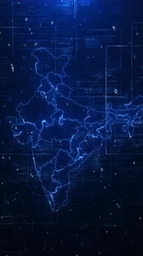 Digital map India Indian futuristic background. map, world dots connecting line, global wireframe co