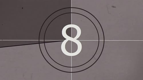 Old movie retro vintage style countdown. Digital numbers from 10 to 0. Film leader countdown