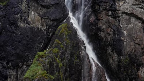 Aerial View of Famous Voringfossen Waterfall in Norway Popular Tourist Attraction