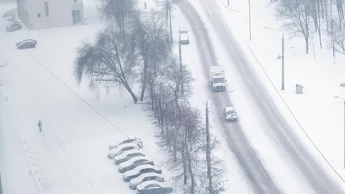 Heavy Urban Snowfall Winter Storm Road