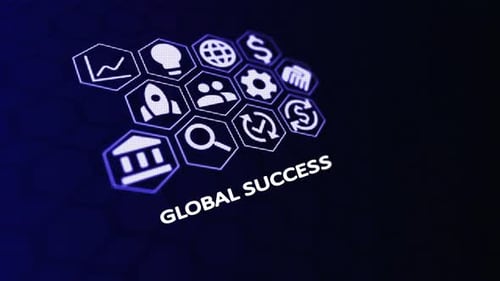 Konzept für globalen Erfolg und internationales Geschäftswachstum. Technologie, Geschäft und Netzwerk