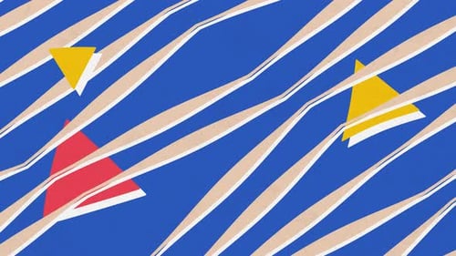 Abstract Composition Consisting Of Chaotically Scattered Animated Geometric Elements