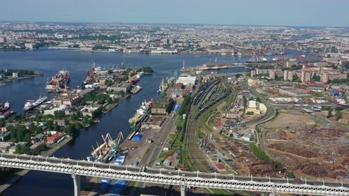 Aerial view of St. Petersburg city
