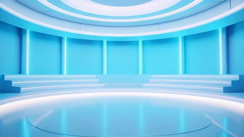 podio: escaparate futurista con plataforma para la exhibición de productos. Expositor de escenario moderno vacío