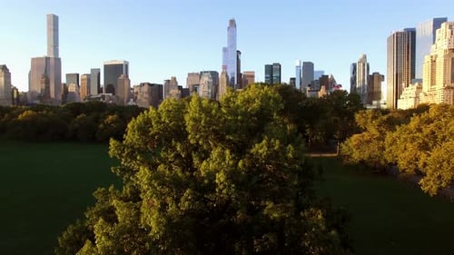 Aerial View of Modern Urban City Skyline Buildings