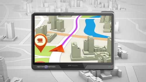 GPS navigation concept. Arrow moving forward on a map. Seamless loop.