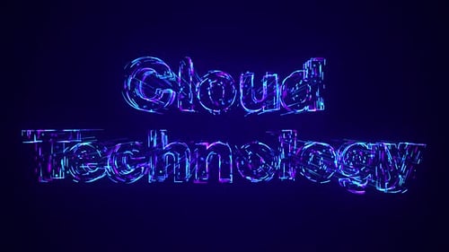 Cloud Technology Text Being Constructed Using Lines