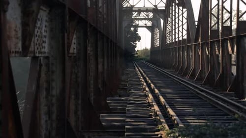 Old disused train line with perspective