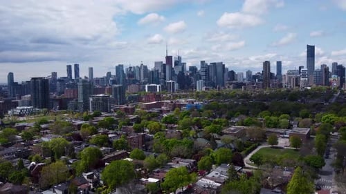 Aerial view of Toronto Cabbagetown neighborhood 4K