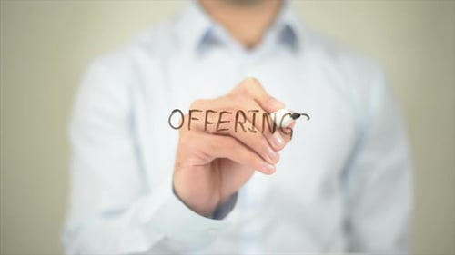 Offerings Man Writing on Transparent Screen