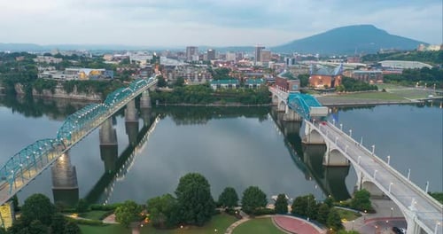 Chattanooga Skyline at Night Featuring the Tennessee River Bridges