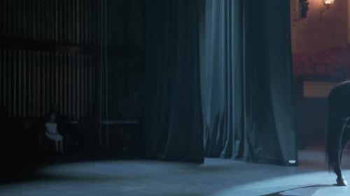 Professional Digital Cinema Camera with Set of Steadicam in Studio Background Wide Shot