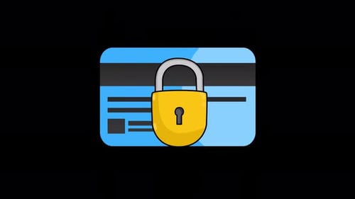 Bank Payments Security Lock 2D Motion Graphics Animation On Alpha Channel 4K