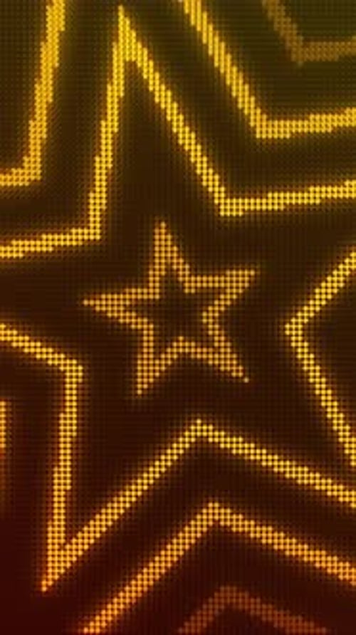 Abstract Luxury Star LED Animation Golden Retro Background Vintage Neon Vertical Video for Fashion