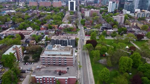 Aerial view of Sherbourne Street in downtown Toronto 4K