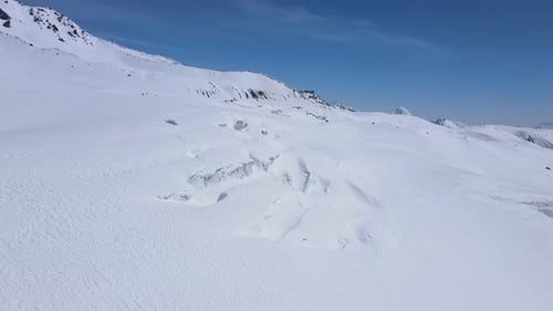 Snowy Mountain Slope with Blue Sky a Beautiful Geological Phenomenon