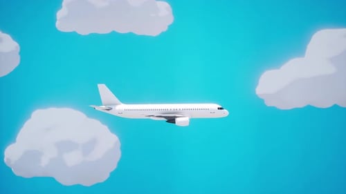 Cartoon airplane in flight.