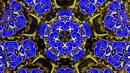 Gold and Blue Batik Kaleidoscope