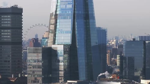 Aerial View of the City of London Shard Skyscrapers