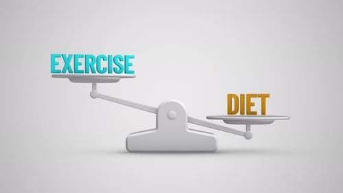 Exercise And Diet balance scale looping animation
