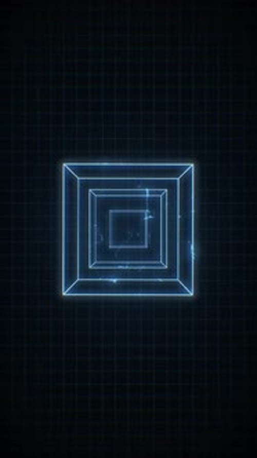 Retro Digital Blue Computer Graphics Cube