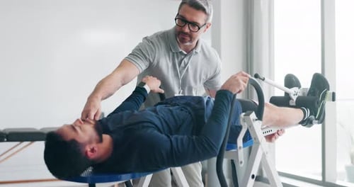 Physiotherapy, wellness and consulting with people in office for medical