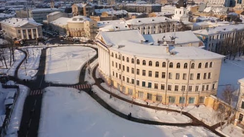 Independence Square in Kiev Aerial Drone View