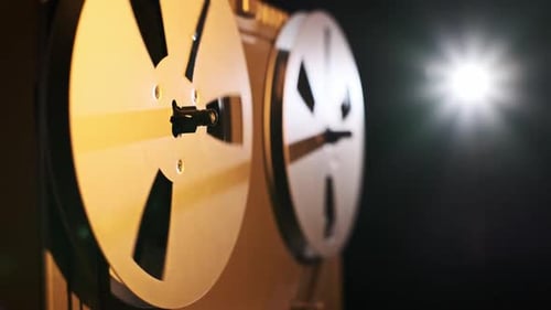 Spinning ReeltoReel Tape Recorder in Operation
