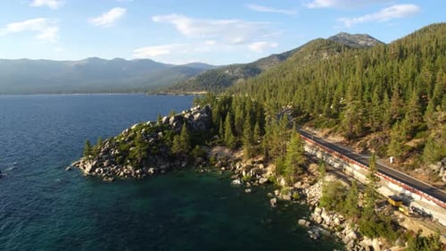 Rocks in the Blue Water of Lake Tahoe by Aerial Drone 2010s
