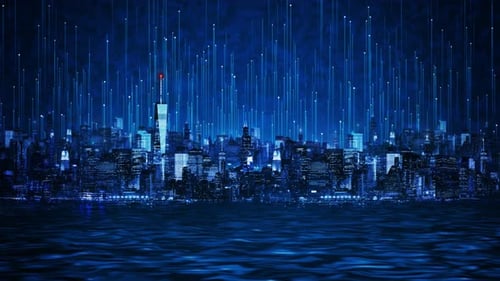 Modern Hitech Science Futuristic Cityscape of Skyscrapers Technology Concept