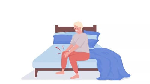 Personagem animado com dor no joelho