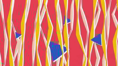 Abstract Composition Consisting Of Chaotically Scattered Animated Geometric Elements