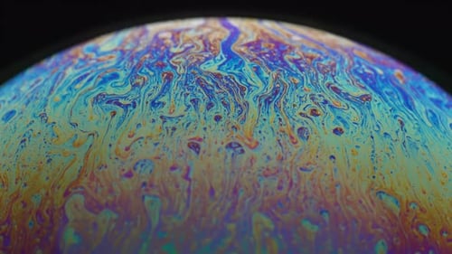 Rainbow Chaotic Texture Inside of the Soap Bubble