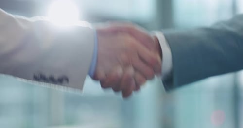 Business people, shaking hands and meeting, partnership or welcome, introduction