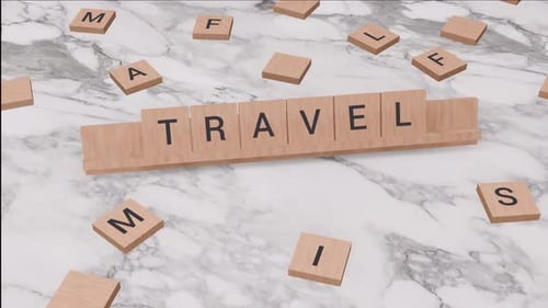 Palavra de viagem sobre scrabble