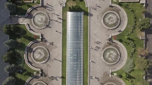 a top shot fly at the Maidan square in Kyiv, Ukraine