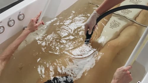 Relaxing Spa Treatment with Herbal Bath at a Wellness Center