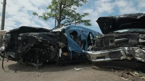 Broken Car After an Accident Damaged in a Serious Car Accident After a Collision