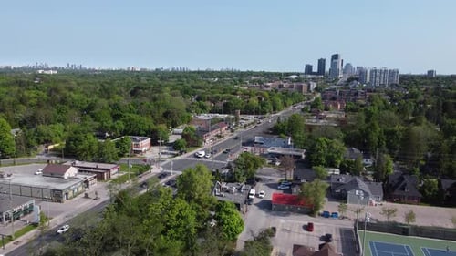 Aerial view of the Thornhill district 4K Thornhill is a suburban district in York.
