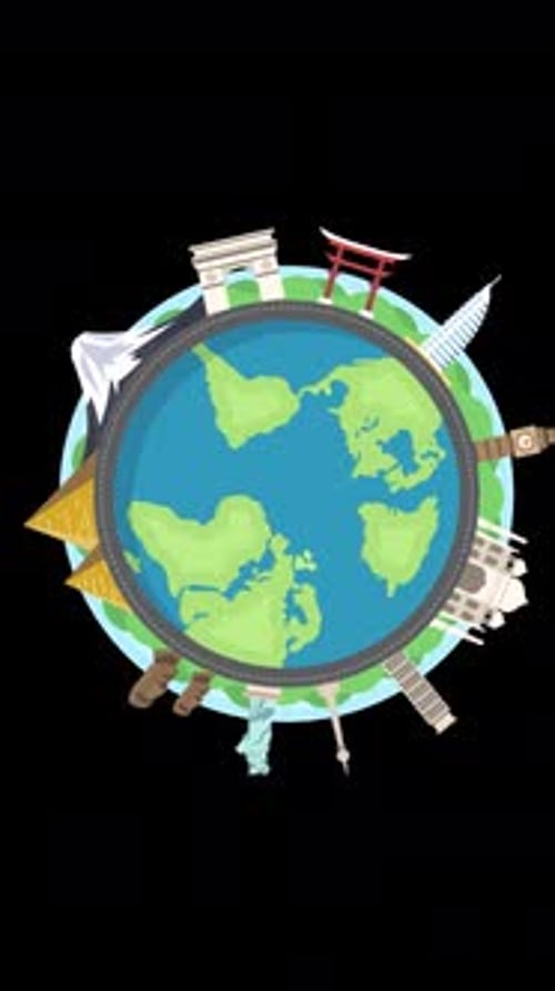 Travel And Tourism Landmark Around The World On Vertical On Alpha Channel