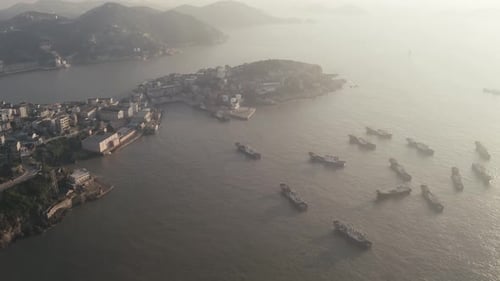 Seaside port with residental houses