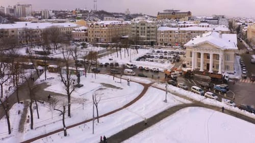 Winter Urban City Scape of Kiev City