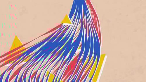 Abstract Composition Consisting Of Chaotically Scattered Animated Geometric Elements