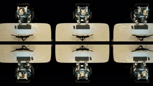 Robot Working On Computer 08