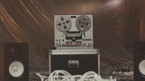 Vintage Reel to Reel Tape Recorder with Speakers